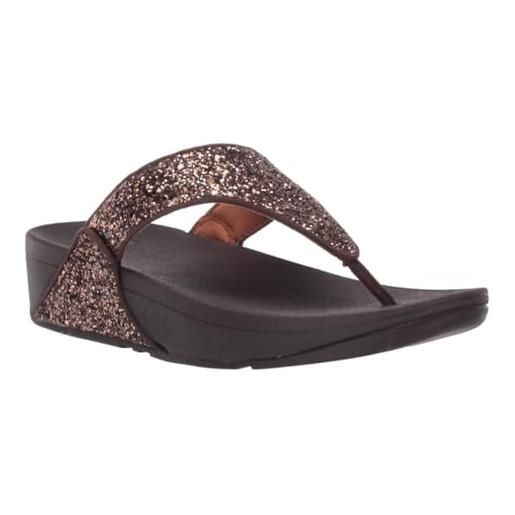 Fitflop lulu toe post, infradito donna, black glitter, 37.5 eu