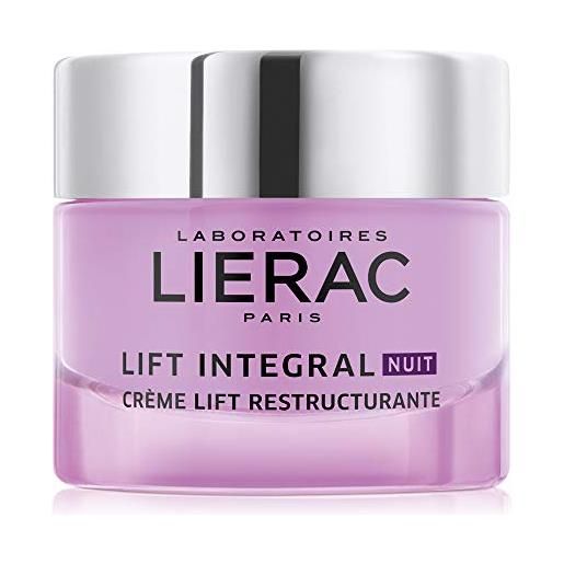 Lierac lift integral crema viso antirughe ristrutturante notte con acido ialuronico, per tutti i tipi di pelle, formato da 50 ml