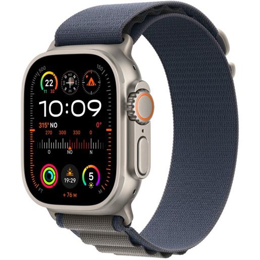 Apple watch ultra 2 gps + cellular, cassa 49m in titanio con blu alpine loop - large