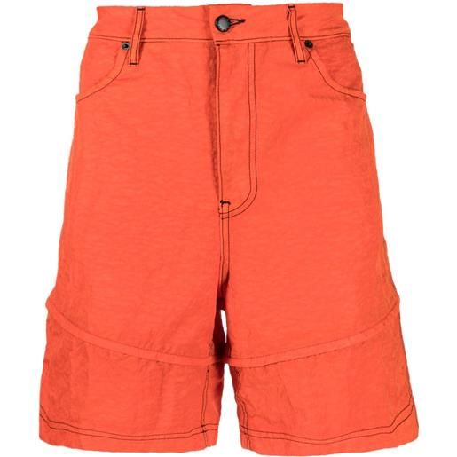 Eckhaus Latta shorts con cuciture a contrasto - rosso