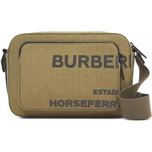 Burberry borsa messenger con stampa - verde