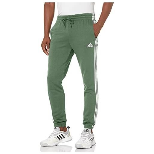 adidas essentials-pantaloni in pile con 3 strisce sportivi, ossido verde/lino verde, xxl uomo