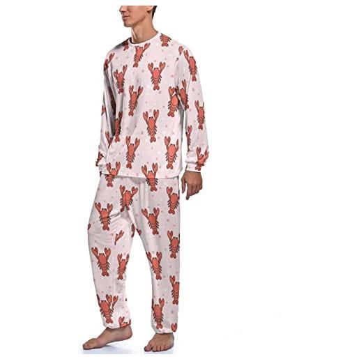 BAIKUTOUAN set pigiama da uomo carino aragosta morbido pigiama pigiama set pigiama pigiama pigiama set m