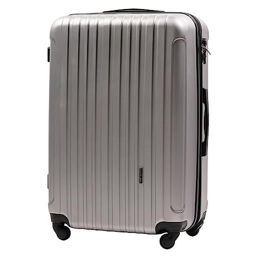 W WINGS wings luggage carrello spazioso - valigia leggera per aeroplano - custodia lussuosa e moderna con impugnatura telescopica a due stadi e lucchetto a combinazione (argento, l 74x49x30)
