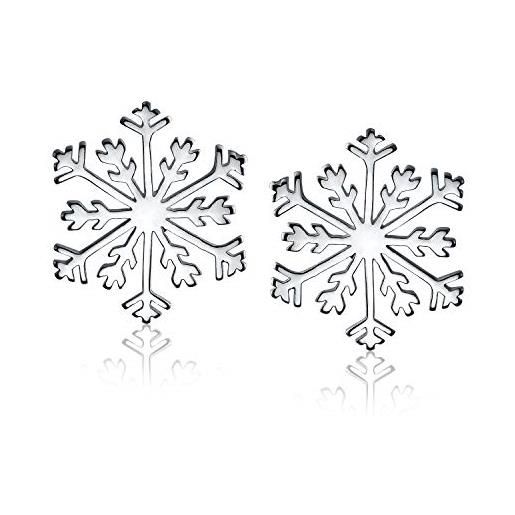 Bling Jewelry orecchini a forma di fiocco di neve per feste natalizie classiche per donne adolescenti in argento sterling. 925 levaback lucidato