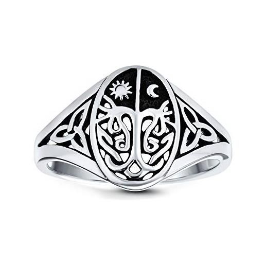 Bling Jewelry celestial celtic night day sun moon family wishing tree of life anello con sigillo ovale per donne in stile antico. 925 sterling silver