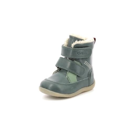 Kickers bamakratch, stivaletto unisex-bambini, vert fonce, 20 eu