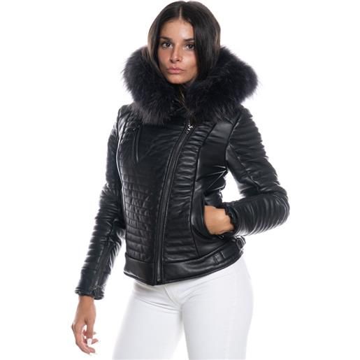 Leather Trend lasmara - piumino donna nero in vera pelle