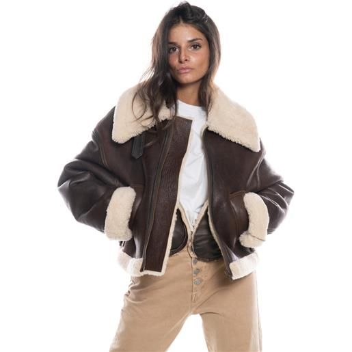 Leather Trend marisol - giacca donna testa di moro in vero montone shearling