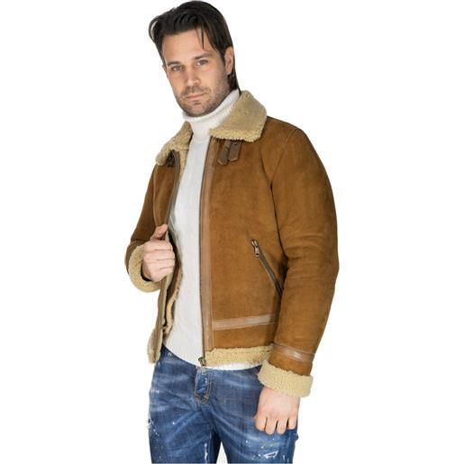 Leather Trend franco - giacca uomo beige in vero montone shearling