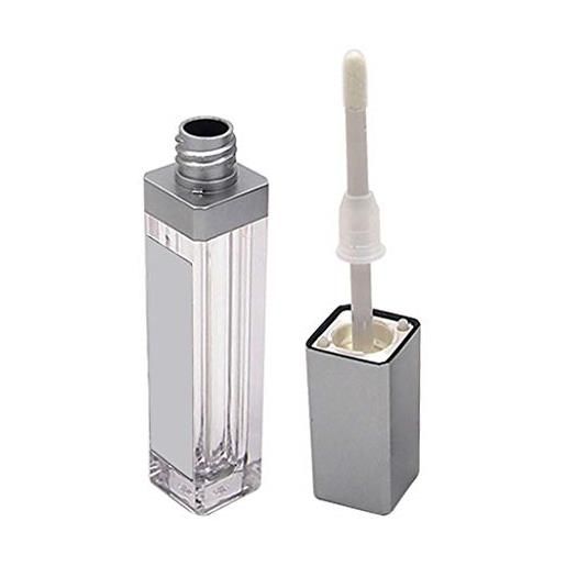 Milageto 7ml riutilizzabile vuoto lip gloss balsamo per le labbra di bottiglia fai da te contenitore fiale con la luce del led e specchio - trasparente + argento