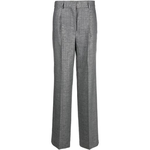 MSGM pantaloni a gamba ampia gessati - grigio