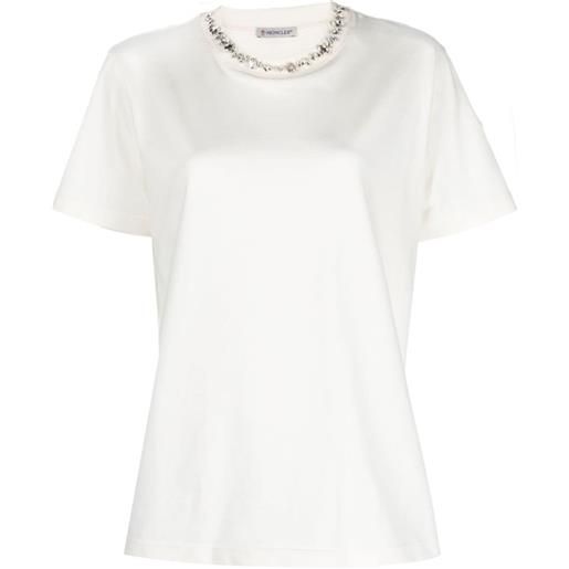 Moncler t-shirt con decorazione cristalli - bianco