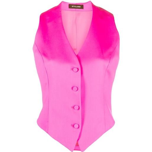 STYLAND gilet smanicato con scollo a v - rosa