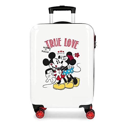 Disney mickey true love trolley cabina bianco 38x55x20 cms rigida abs chiusura a combinazione numerica 34l 2,6kgs 4 doppie ruote bagaglio a mano