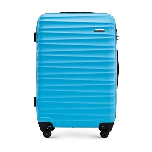 WITTCHEN valigia da viaggio bagaglio a mano valigia da cabina valigia rigida in abs con 4 ruote girevoli serratura a combinazione maniglia telescopica groove line taglia m blu
