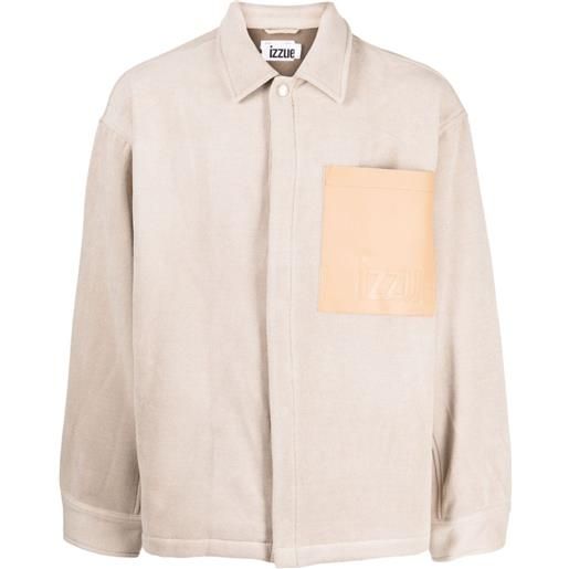 izzue giacca-camicia effetto velluto - marrone