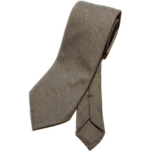 Arcuri cravatta tre pieghe in lana e seta sfoderata, tortora marrone