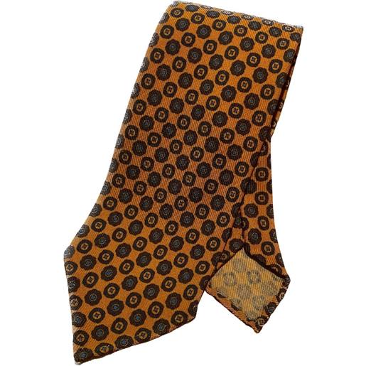 Arcuri cravatta tre pieghe in lana e seta sfoderata, fantasia arancio arancione