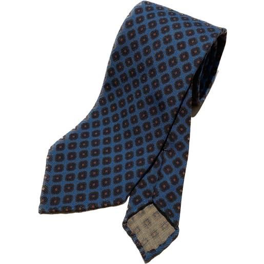 Arcuri cravatta tre pieghe in lana e seta sfoderata, fantasia azzurro