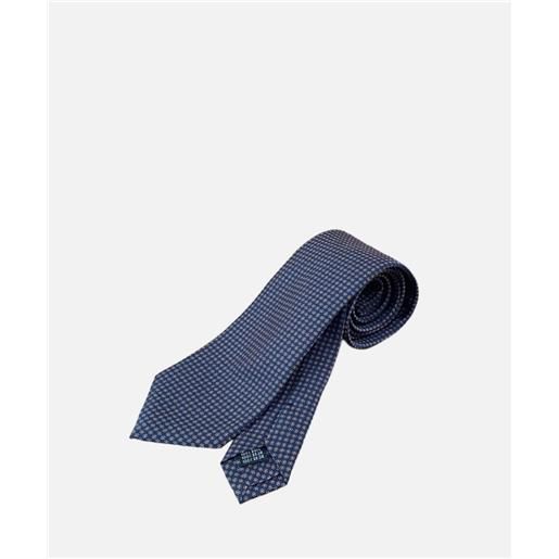 Arcuri cravatta tre pieghe in seta jaquadrd, 8 cm, fantasia blu marrone