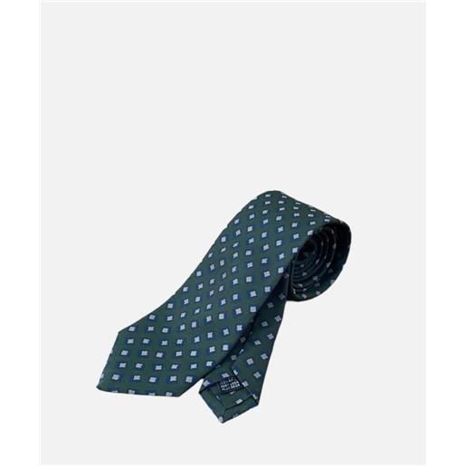 Arcuri cravatta tre pieghe in seta jaquard, 8 cm, , verdone blu