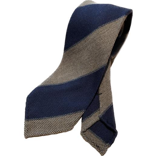 Arcuri cravatta tre pieghe in lana e seta sfoderata, fantasia beige blu