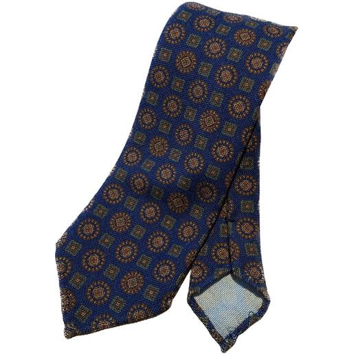 Arcuri cravatta tre pieghe in lana e seta sfoderata panamone, blu