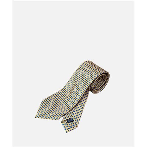 Arcuri cravatta tre pieghe in seta stampata, 8 cm, giallo floreale