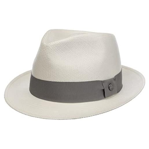 LIERYS cappello panama malscott trilby donna/uomo - made in ecuador da sole estivo di paglia con nastro grosgrain primavera/estate - l (59-60 cm) natura