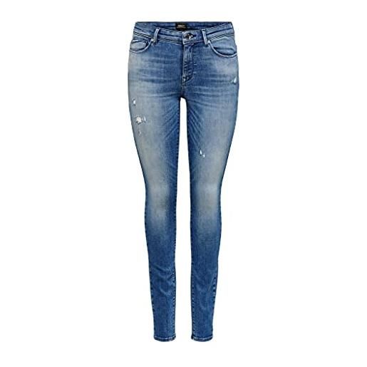 Only onlshape life reg skinny dnm rea540 noos jeans, medium blue denim, 33w x 32l donna