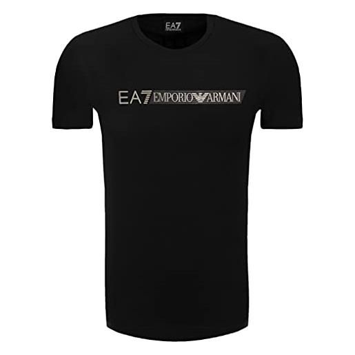 Emporio Armani maglietta da uomo ea7 "réfléchissant", con scollo rotondo, a maniche corte, nero , l