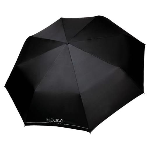 H.DUE.O high-tech ombrello grande da pioggia xxl automatico cupola 124 cm. Ombrello maxi uomo antivento robusto alta resistenza lunga durata [stingray] [nero]