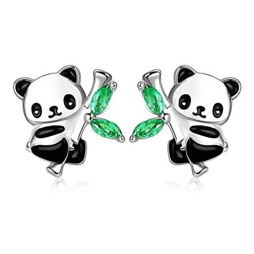 LINSTER orecchini panda per bambini argento 925 orecchini ipoallergenici a forma di panda carino, regali di compleanno per ragazze e donne adolescenti