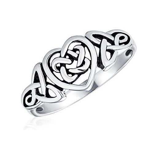 Bling Jewelry personalizzare dainty best friends irish celtic love knots bff infinity heart promise ring 1mm band per le donne adolescenti ossidato. 925 sterling silver personalizzabile