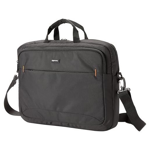 Amazon Basics - borsa a tracolla per laptop compatto, custodia per il trasporto con tasche per riporre accessori, 44 cm, 1 unità, confezione da 1 , nero