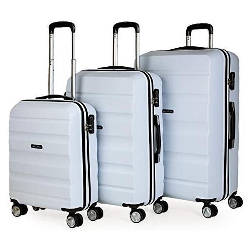 ITACA - set valigie - set valigie rigide offerte. Valigia grande rigida, valigia media rigida e bagaglio a mano. Set di valigie con lucchetto combinazione tsa t71600, bianco