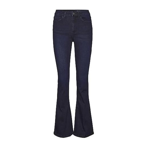 Noisy May jeans a zampa a vita alta in denim elasticizzato per donna, colore: blu scuro, taglia: 25w / 32l