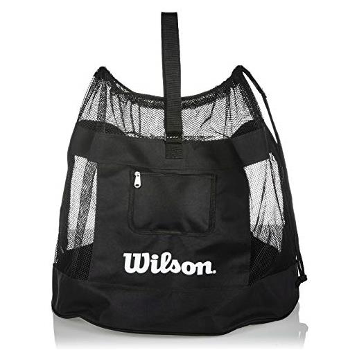 Wilson, sacca porta-palloni universale, adatta a tutti gli sport, nero, chiusura con cordoncino, wth1816