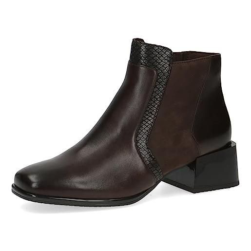 CAPRICE stivaletti da donna con tacco in pelle tacco basso larghezza g, marrone (dk brown comb), 37 eu