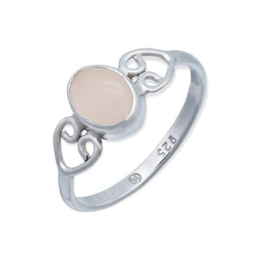 mantraroma anello argento 925 con pietre preziose quarzo rosa pietra argento sterling da donna in vero argento (mrg-186-07-(54))