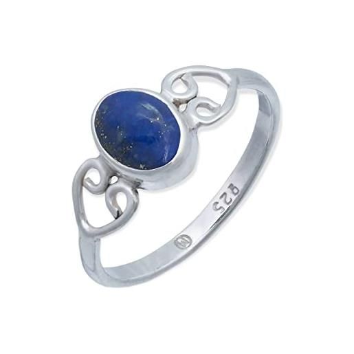 mantraroma anello argento 925 con pietre preziose lapislazzuli pietra blu argento sterling da donna in vero argento (mrg-186-06-(58))
