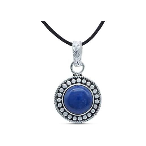 mantraroma collana argento 925 con pietre preziose lapislazzuli pietra blu catena in argento sterling da donna in vero argento (mah-062-06)