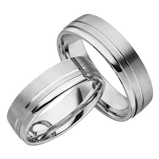 JC Trauringe coppia di fedi nuziali in argento sterling 925, con incisione gratuita, anelli di fidanzamento, anelli per coppia, 6 mm di larghezza, con custodia, misura da 48 a 72 i s048