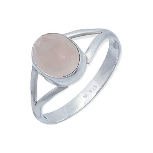 mantraroma anello argento 925 con pietre preziose quarzo rosa pietra argento sterling da donna in vero argento (mrg-092-07-(58))