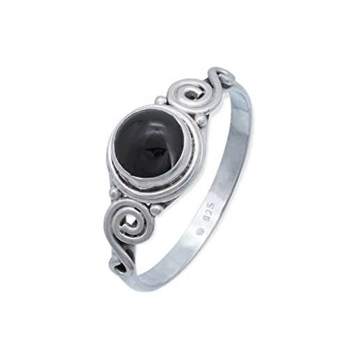 mantraroma anello argento 925 con pietre preziose onice pietra nero argento sterling da donna in vero argento (mrg-115-03-(60))