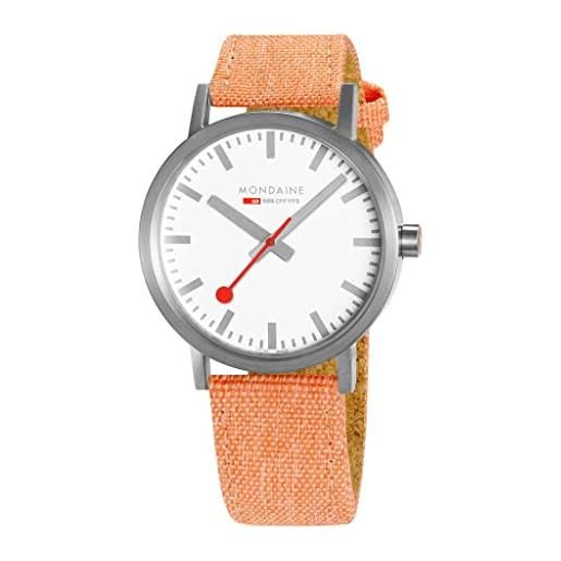 Mondaine orologio ufficiale Mondaine classic ferrovie svizzere | bianco/arancione