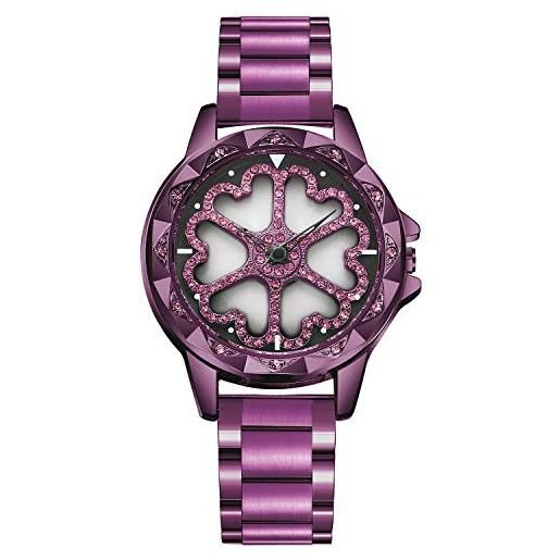 RORIOS 360°ruotabile dial donna orologi da polso acciaio inox band diamante simulato orologi da polso ladies watch impermeabile