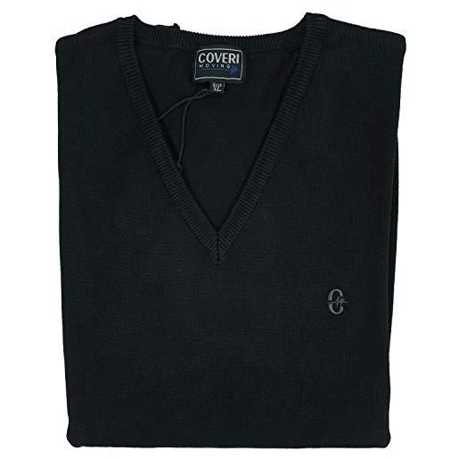 Coveri maglione uomo scollo v pullover punta tinta unita elegante classico taglie forti (4xl - blu)