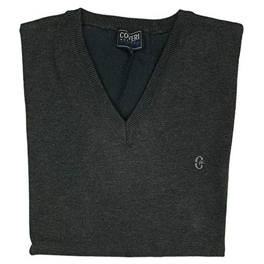 Coveri maglione uomo scollo v pullover punta tinta unita elegante classico taglie forti (5xl - nero)